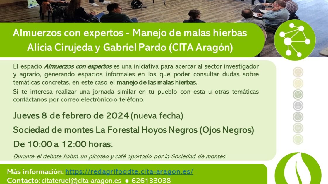 Cartel Almuerzos con expertos – malherbología – cambio integrado